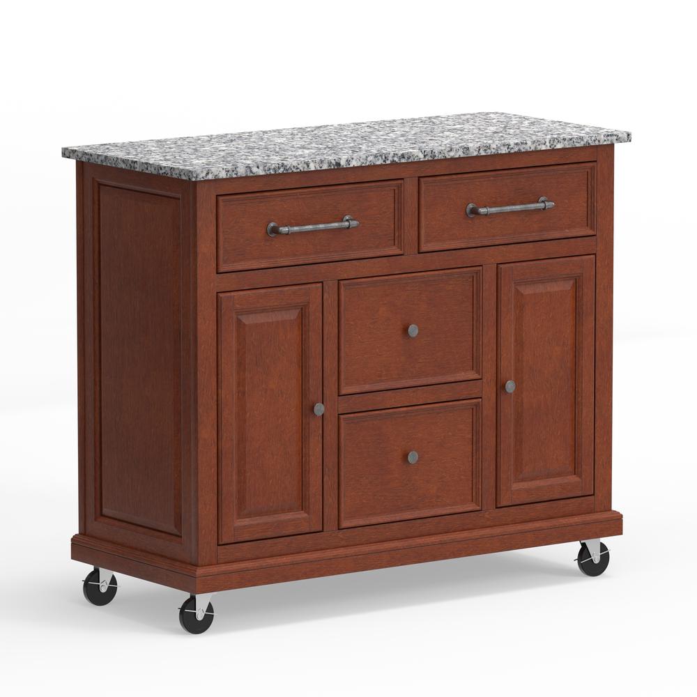 Kitchen Cart in Cherry with Grey Granite Top. Picture 4
