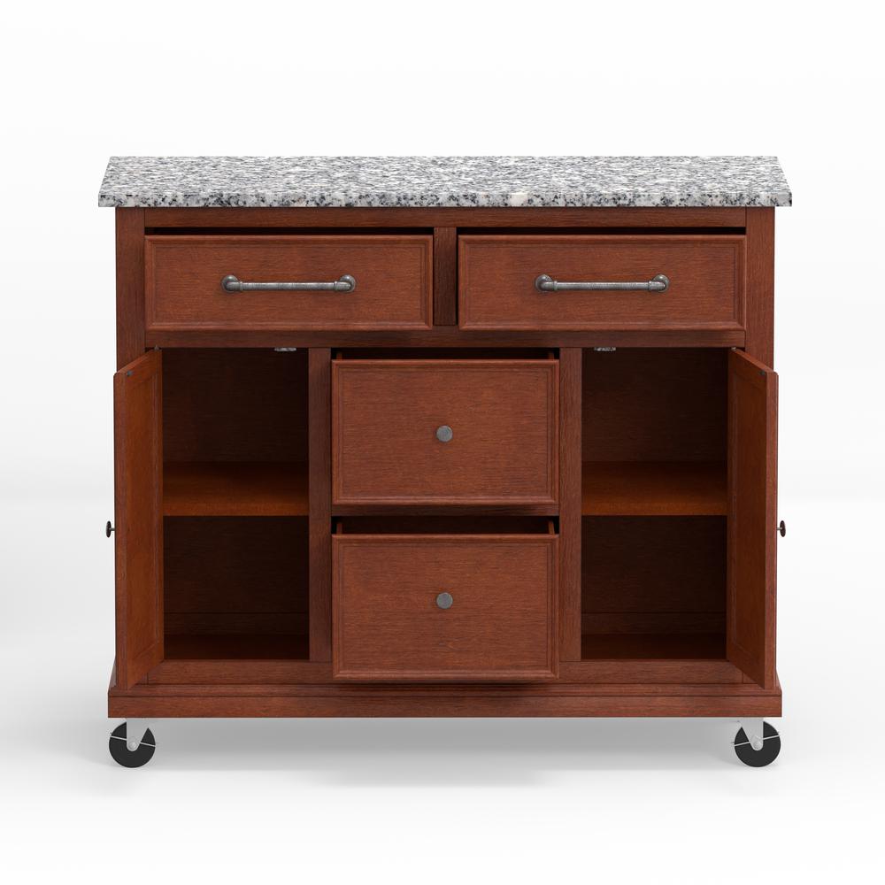 Kitchen Cart in Cherry with Grey Granite Top. Picture 5
