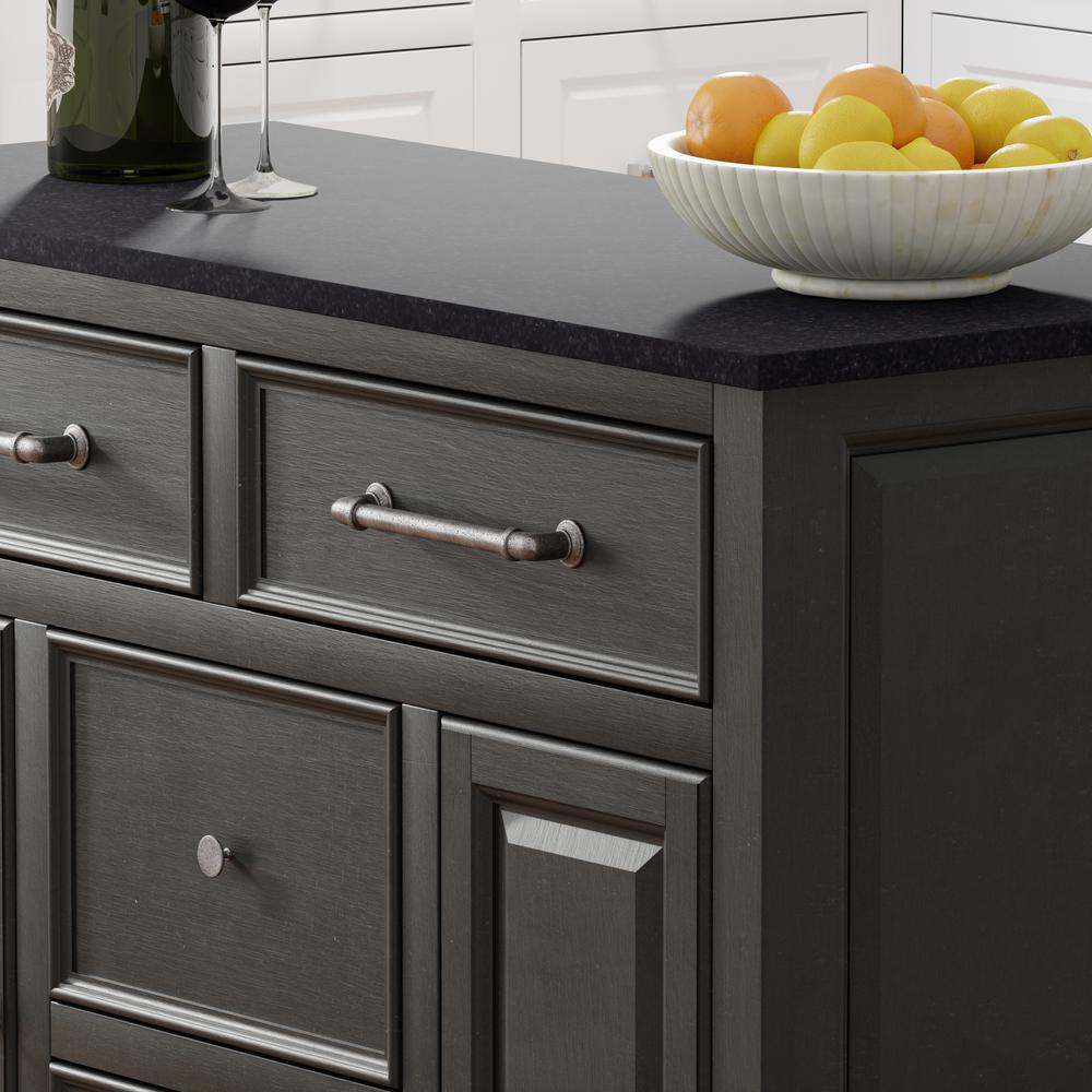 Kitchen Cart in Black with Black Granite Top. Picture 2