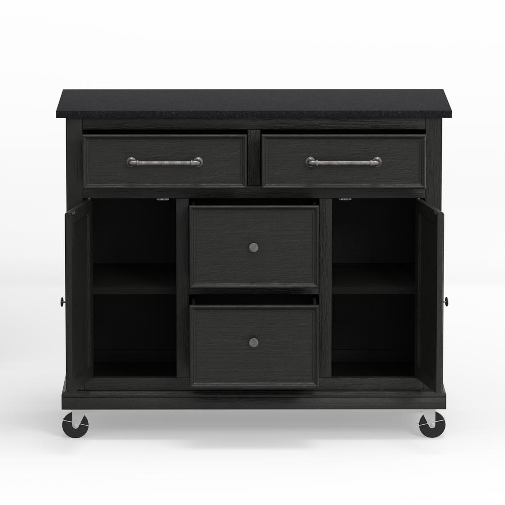 Kitchen Cart in Black with Black Granite Top. Picture 5