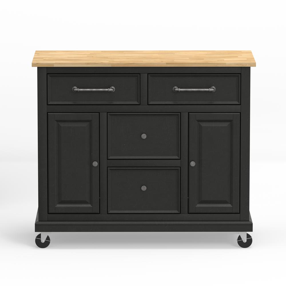 Kitchen Cart in Black with Wood Top. Picture 3