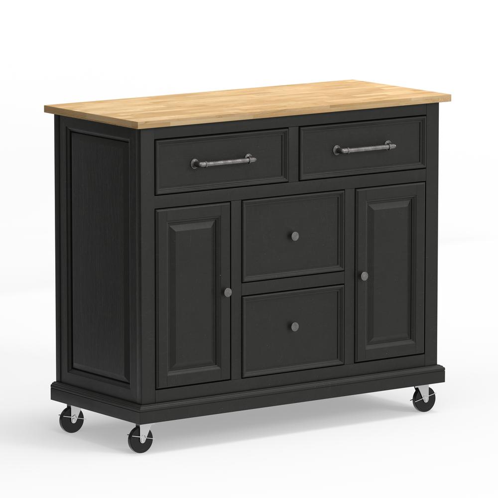 Kitchen Cart in Black with Wood Top. Picture 4
