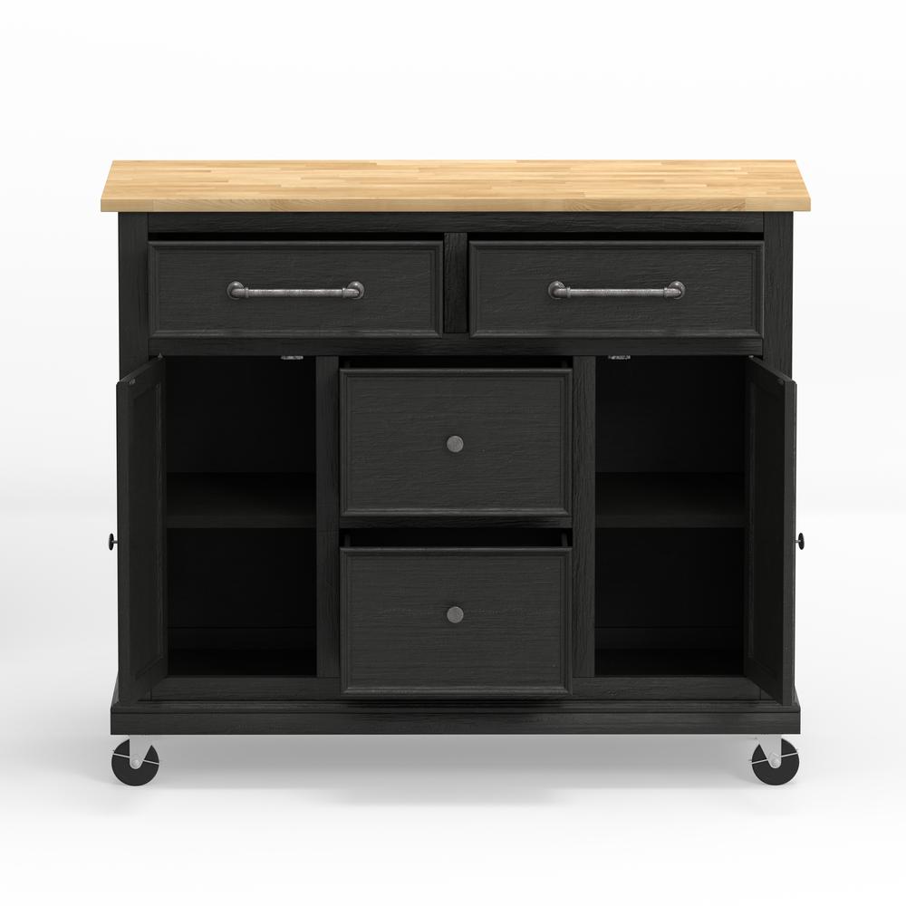 Kitchen Cart in Black with Wood Top. Picture 5