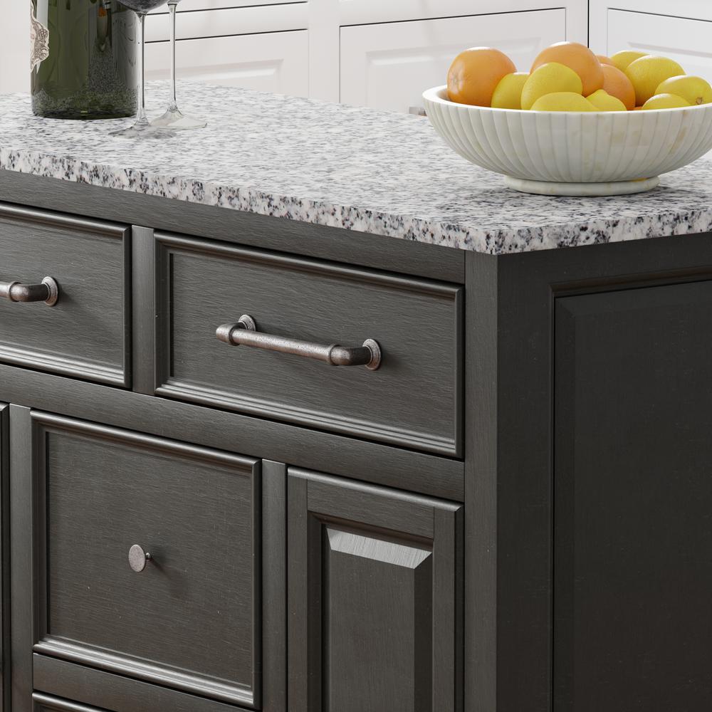 Kitchen Cart in Black with Grey Granite Top. Picture 2