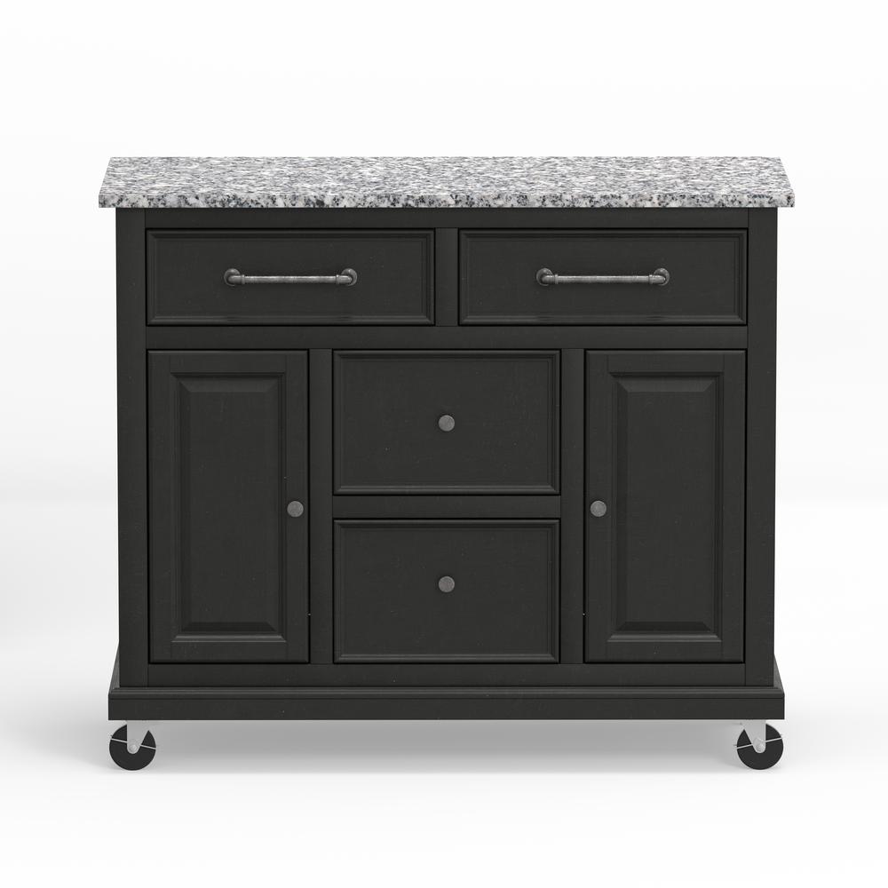 Kitchen Cart in Black with Grey Granite Top. Picture 3