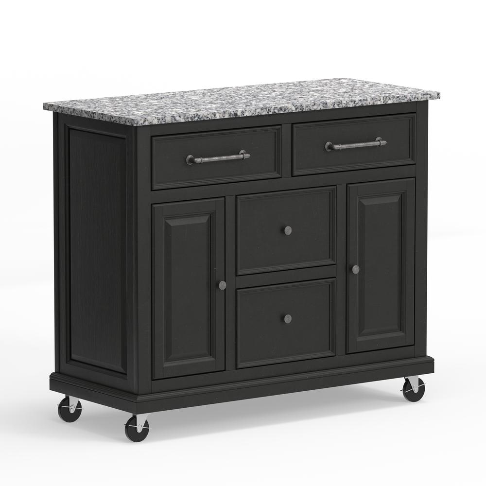 Kitchen Cart in Black with Grey Granite Top. Picture 4
