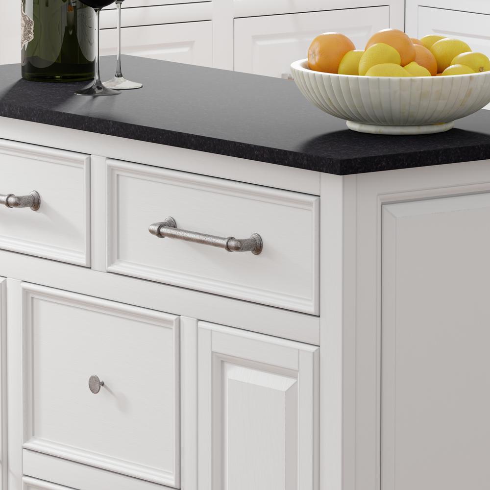 Kitchen Cart in White with Black Granite Top. Picture 4
