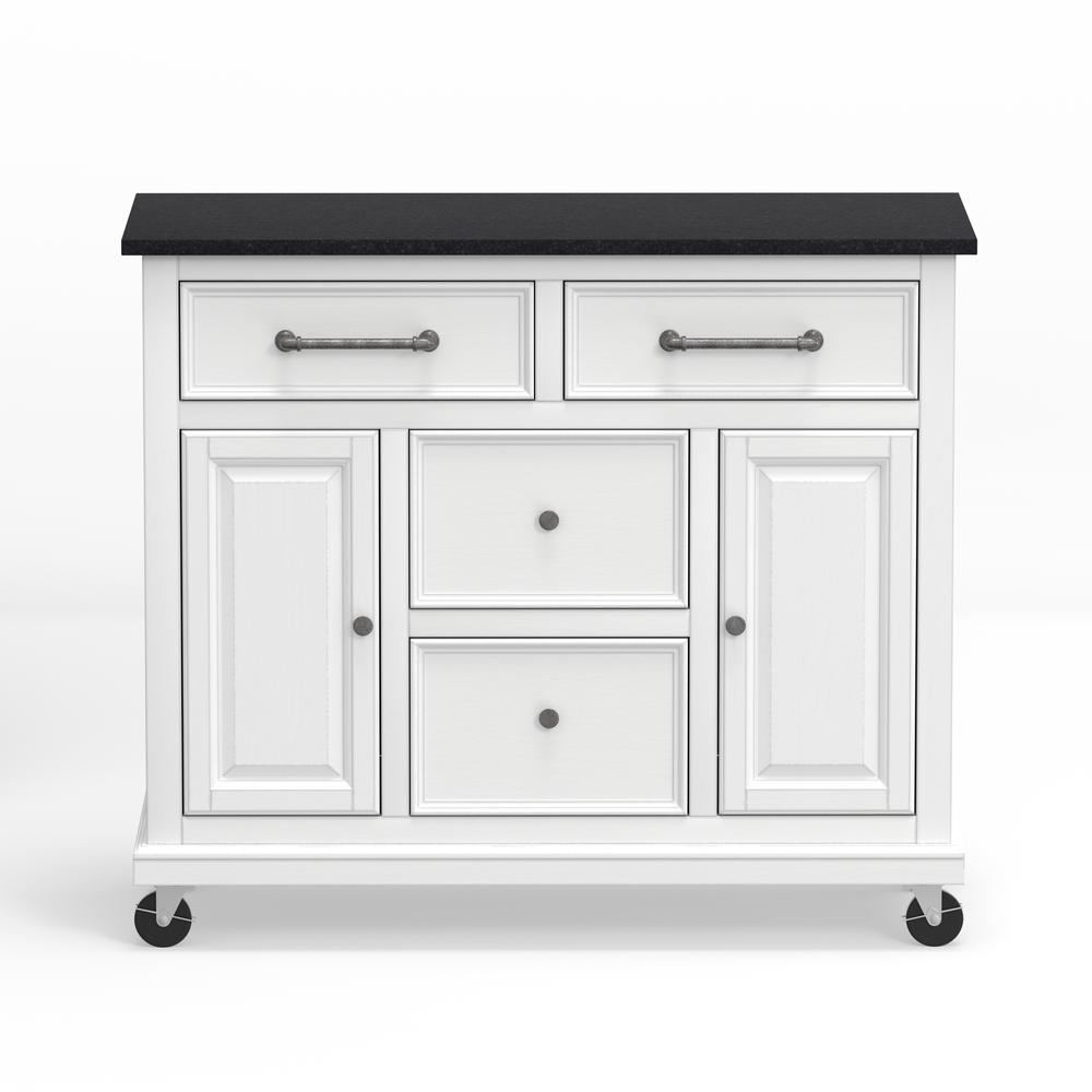 Kitchen Cart in White with Black Granite Top. Picture 2