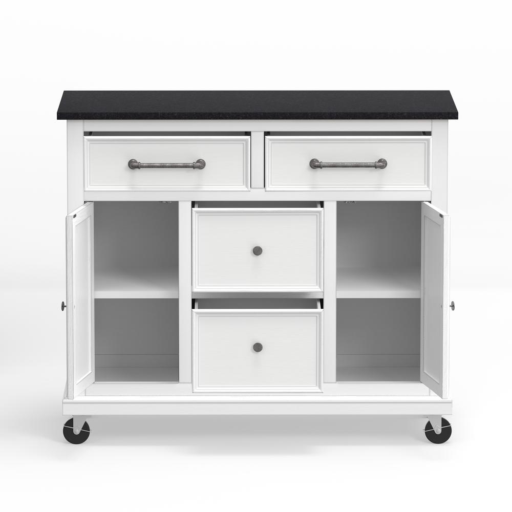 Kitchen Cart in White with Black Granite Top. Picture 5