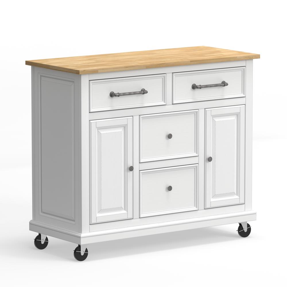 Kitchen Cart in White with Wood Top. Picture 2