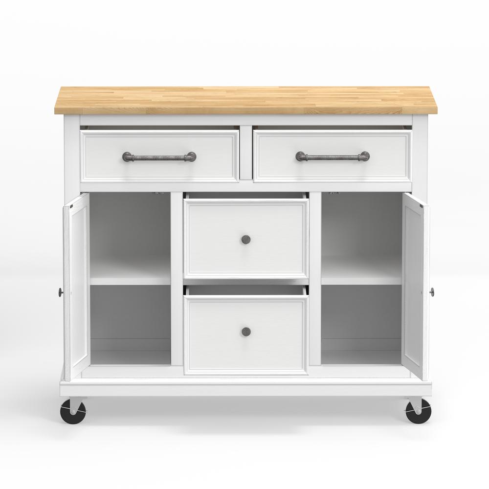 Kitchen Cart in White with Wood Top. Picture 5