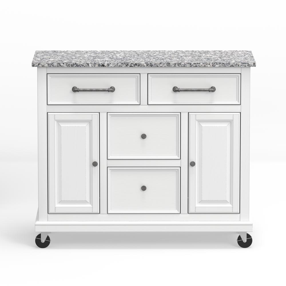 Kitchen Cart in White with Grey Granite Top. Picture 3
