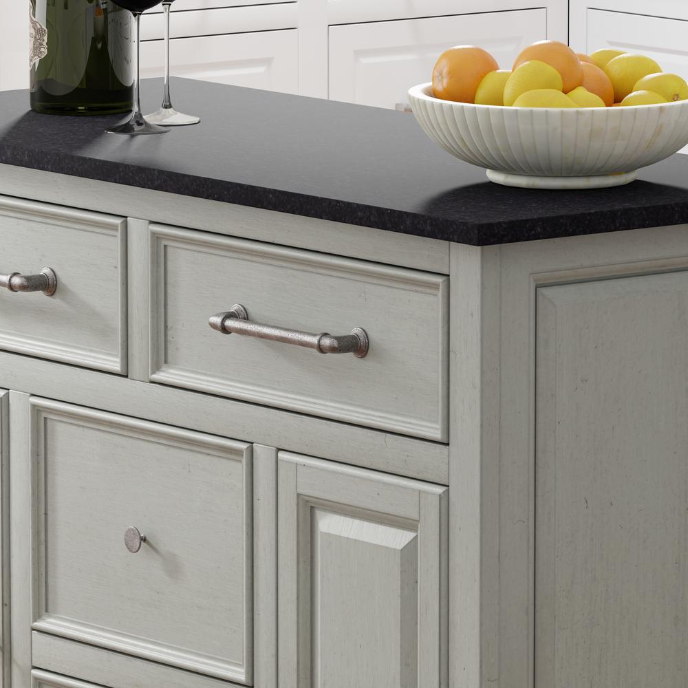 Kitchen Cart in Grey with Black Granite Top. Picture 2