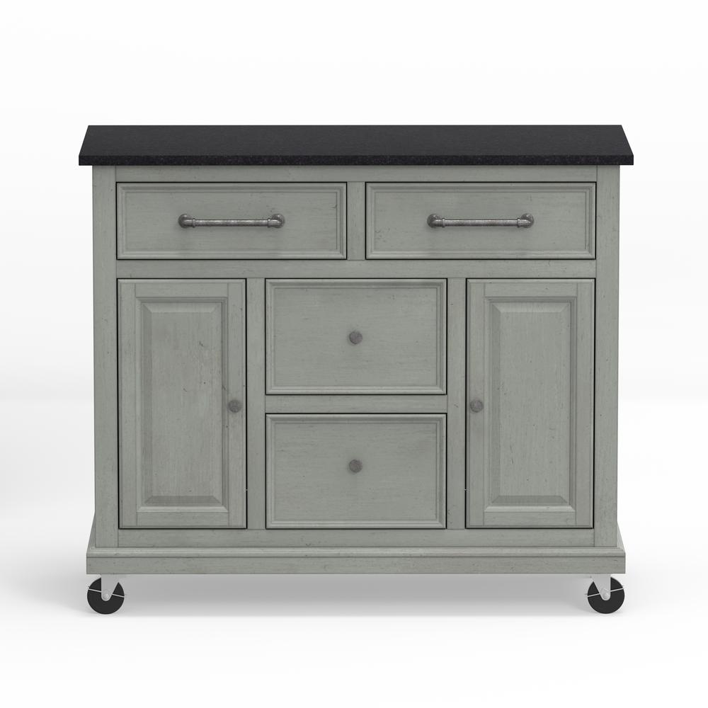 Kitchen Cart in Grey with Black Granite Top. Picture 3