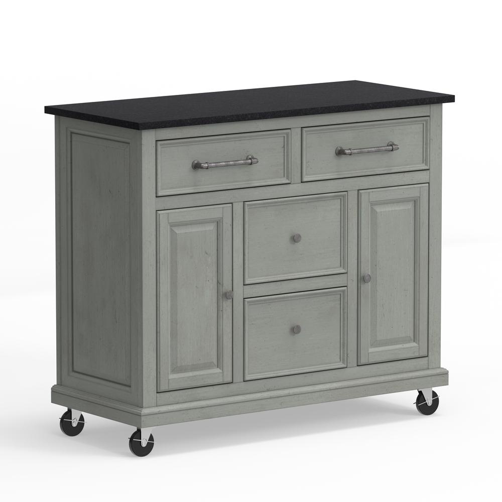 Kitchen Cart in Grey with Black Granite Top. Picture 4