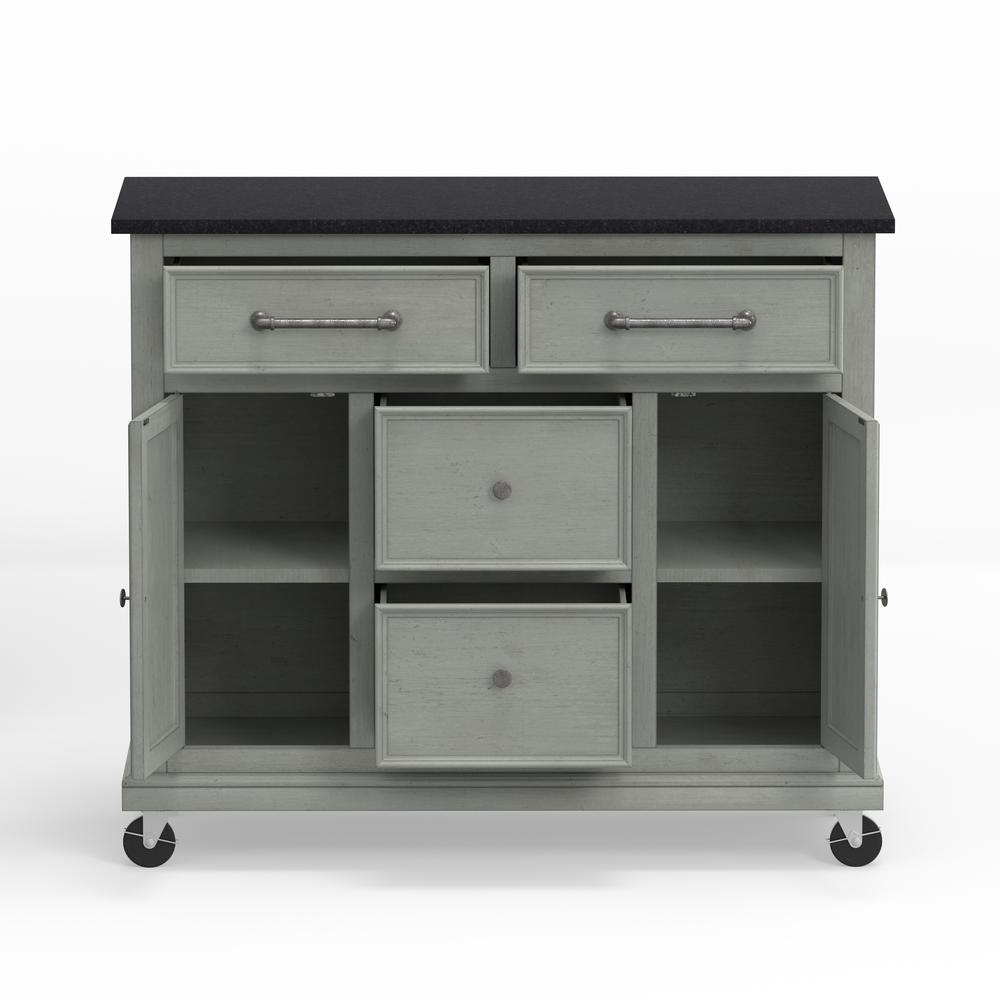 Kitchen Cart in Grey with Black Granite Top. Picture 5