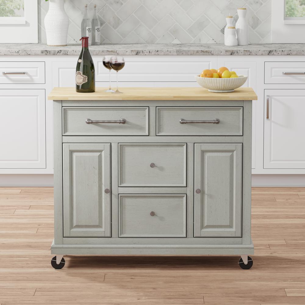 Kitchen Cart in Grey with Wood Top. Picture 1