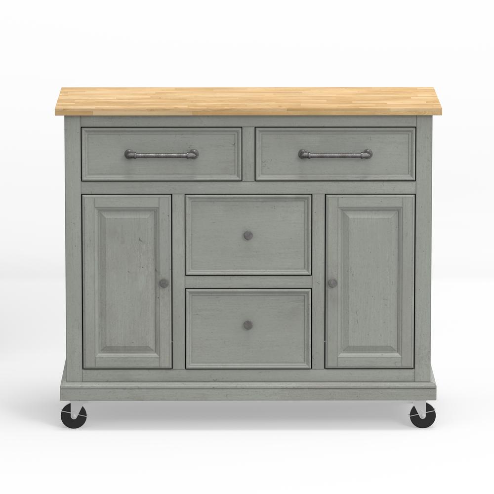 Kitchen Cart in Grey with Wood Top. Picture 3