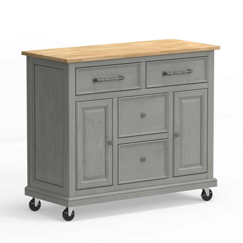 Kitchen Cart in Grey with Wood Top. Picture 4