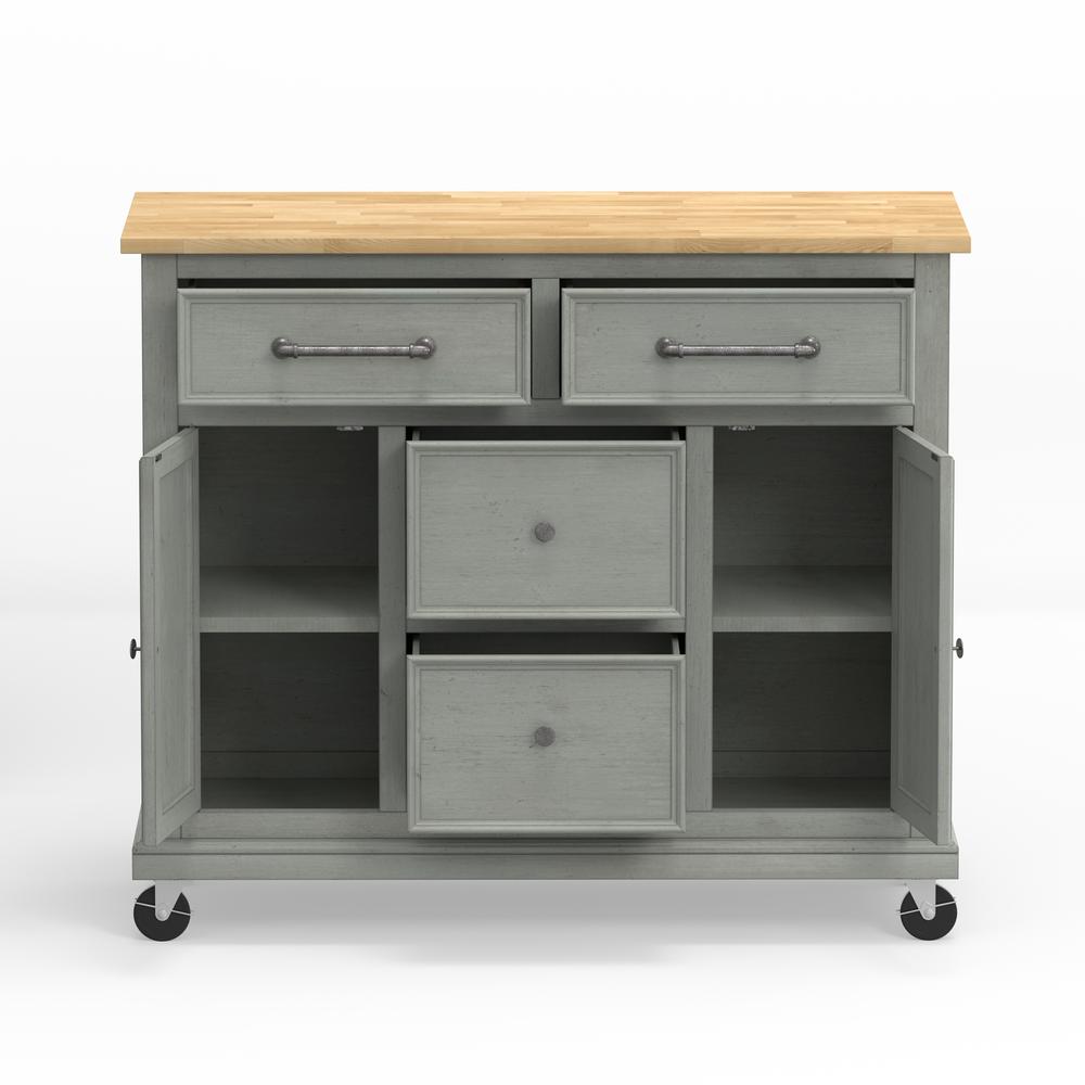 Kitchen Cart in Grey with Wood Top. Picture 5