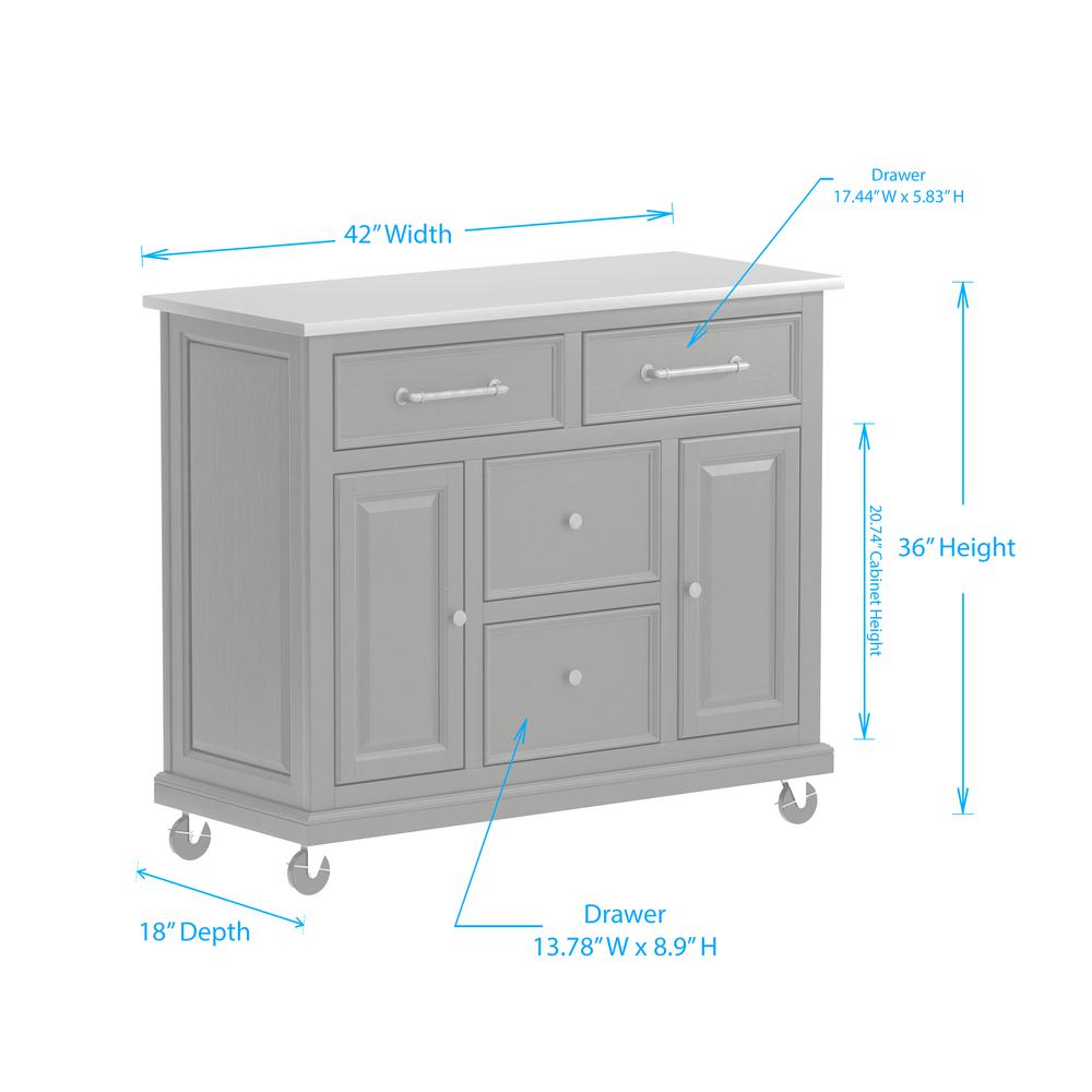 Kitchen Cart in Grey with Wood Top. Picture 6