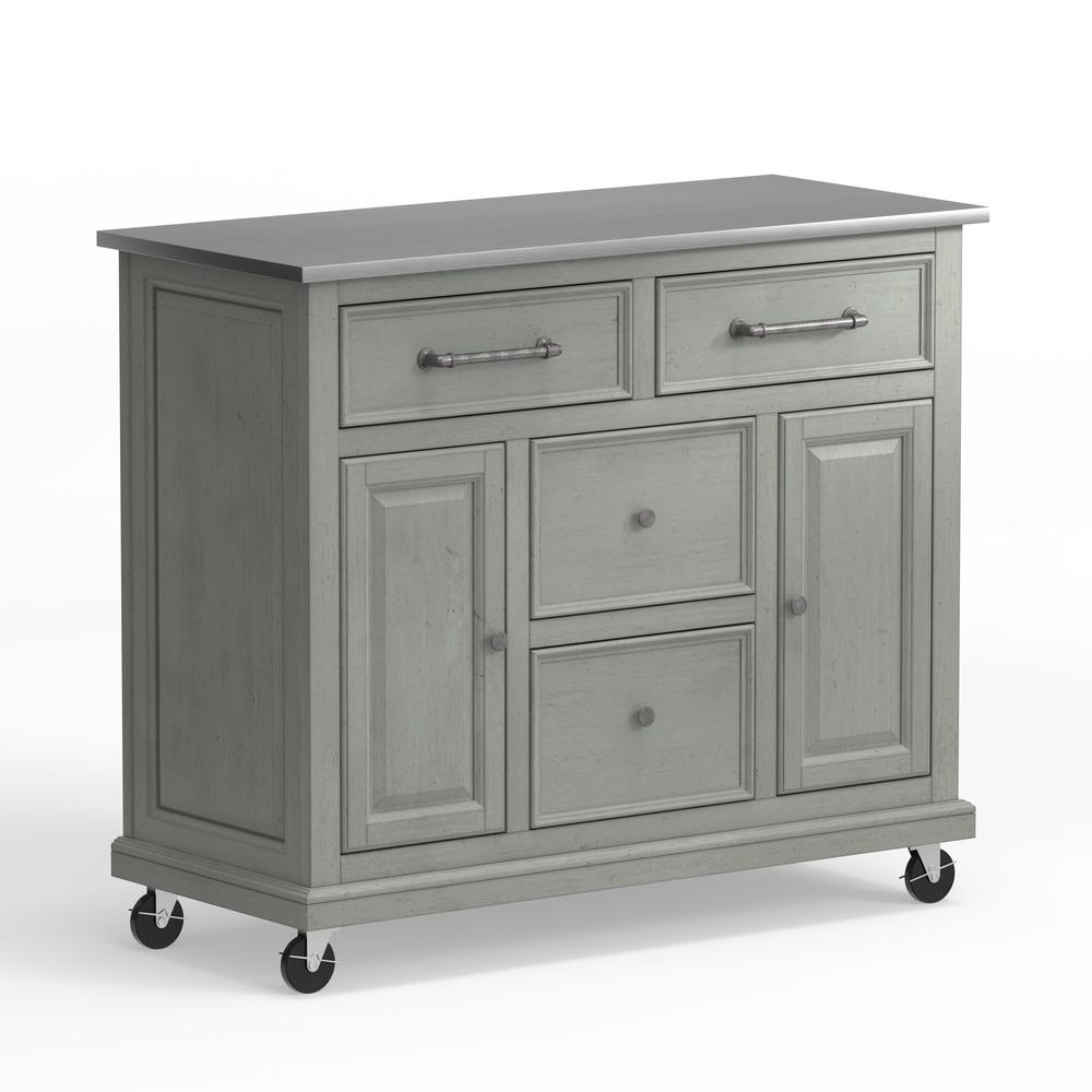 Kitchen Cart in Grey with Stainless Steel top. Picture 1