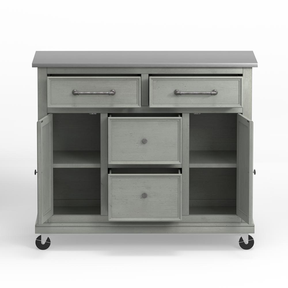 Kitchen Cart in Grey with Stainless Steel top. Picture 5