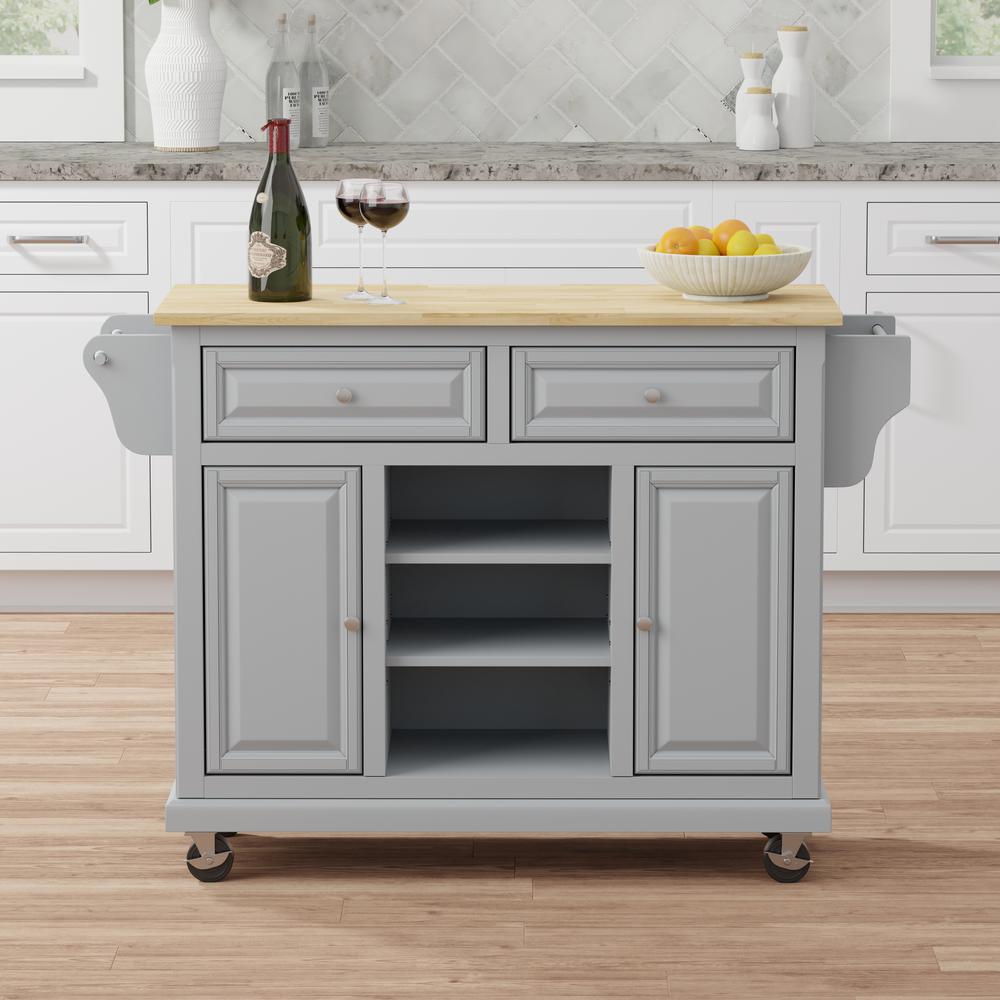 Kitchen Cart in Grey with Wood Top. Picture 3
