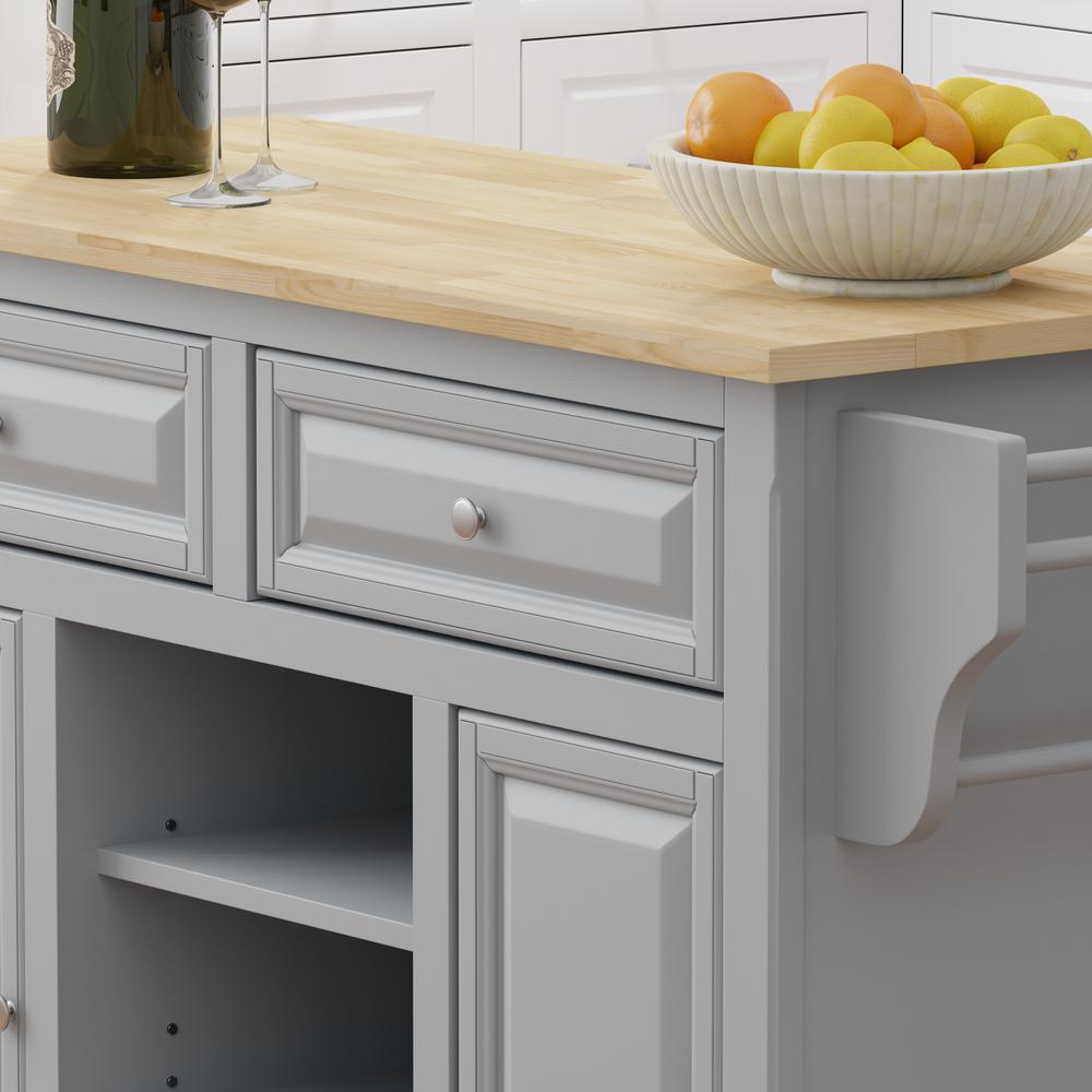 Kitchen Cart in Grey with Wood Top. Picture 4