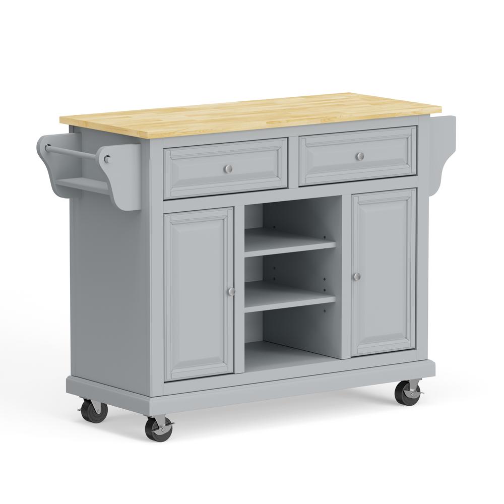 Kitchen Cart in Grey with Wood Top. Picture 1