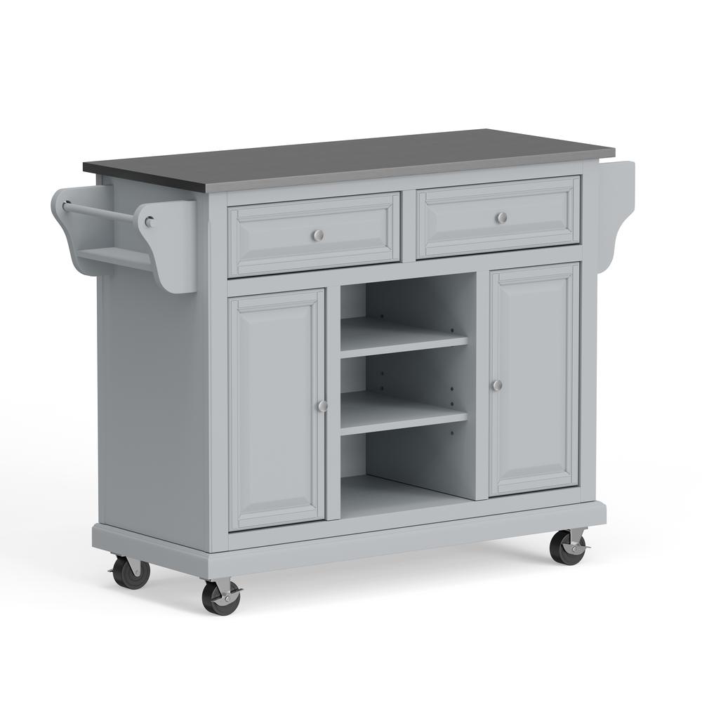 Kitchen Cart in Grey with Stainless Steel top. Picture 1