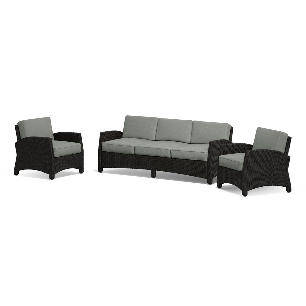 Alvory 3-PC Rattan Sofa & Arm Chair Set - Grey. The main picture.