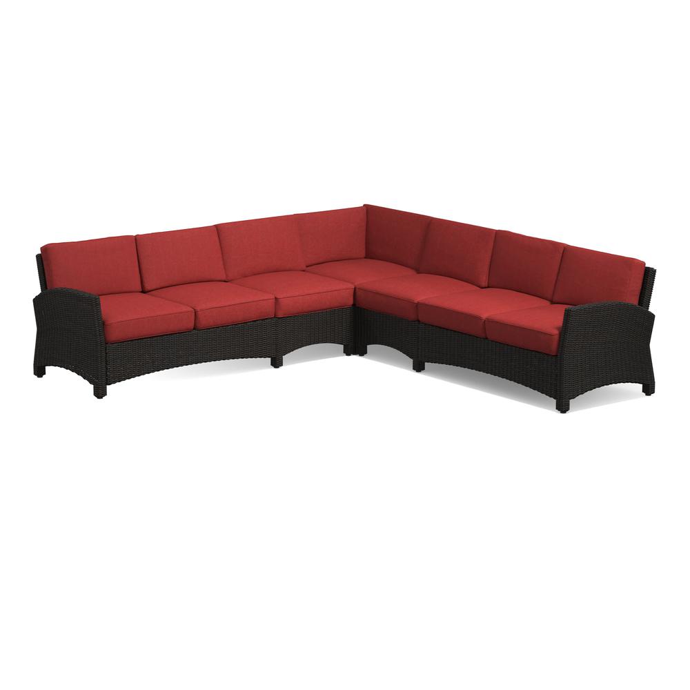 Alvory 5-PC Rattan Sectional - Red. The main picture.
