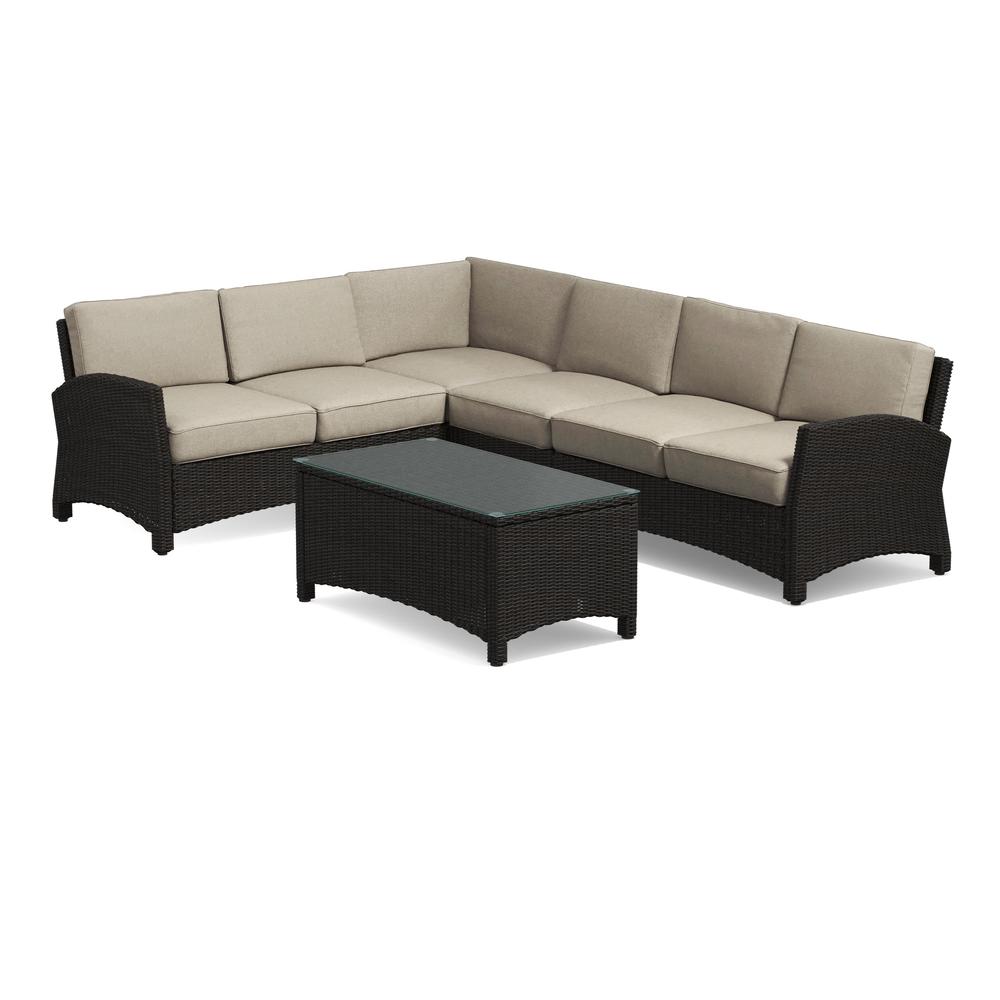 Alvory 5-PC Rattan Sectional w/ Rect Coffee Table - Tan. Picture 1