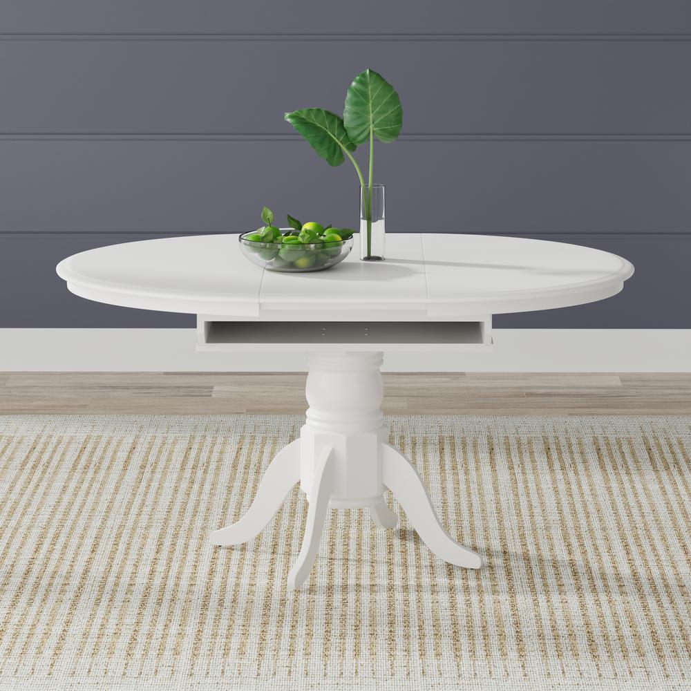 Single Pedestal Butterfly Leaf Dining Table w/ Self-Storing Leaf - White. Picture 2