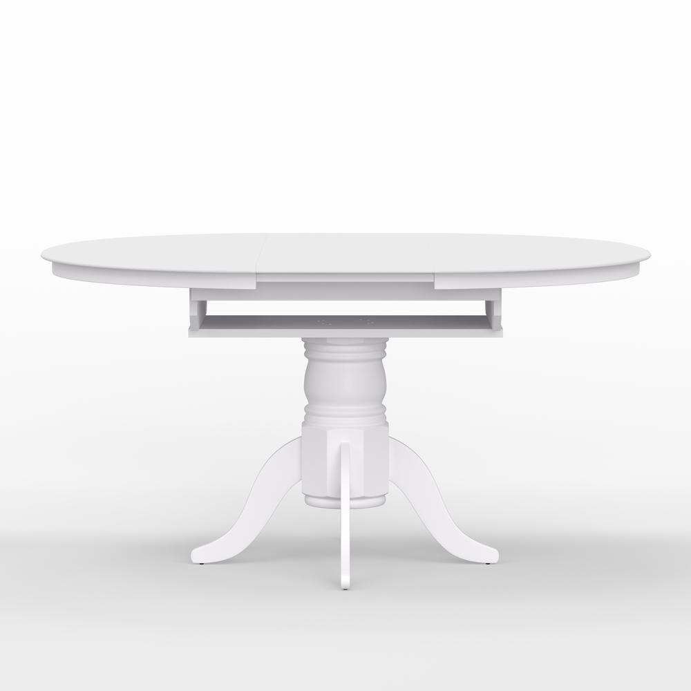 Single Pedestal Butterfly Leaf Dining Table w/ Self-Storing Leaf - White. Picture 1