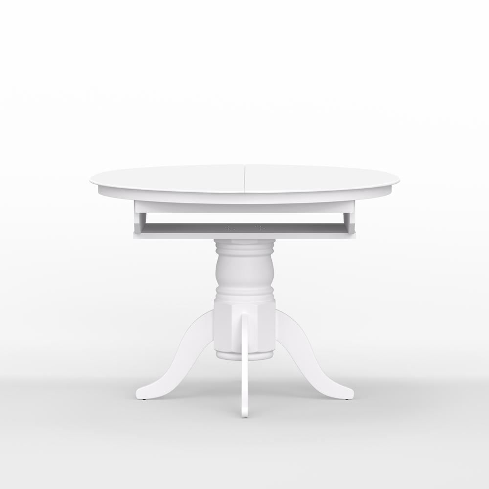 Single Pedestal Butterfly Leaf Dining Table w/ Self-Storing Leaf - White. Picture 4