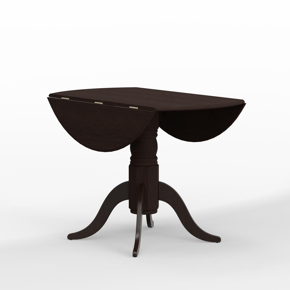 42” Wood Pedestal Base Dbl Drop Leaf Dining Table - Dark Walnut. Picture 3