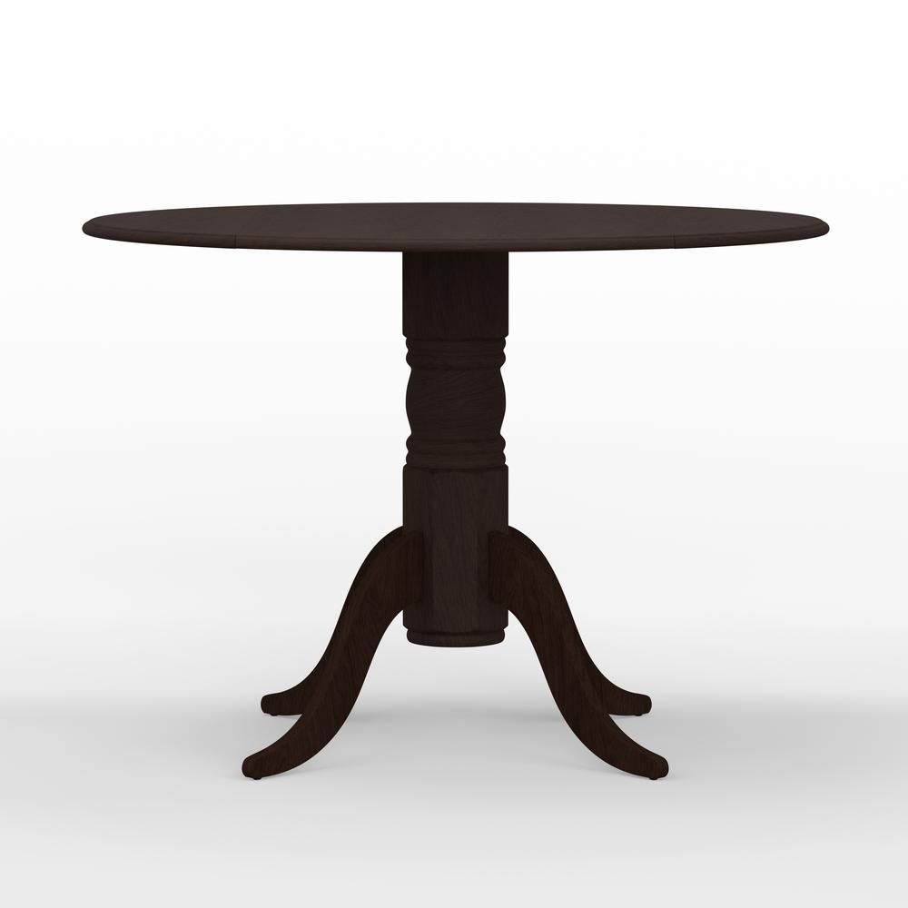 42” Wood Pedestal Base Dbl Drop Leaf Dining Table - Dark Walnut. Picture 1