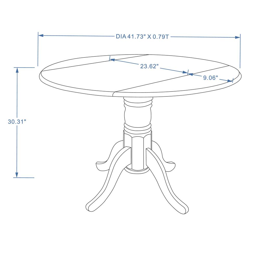 42” Wood Pedestal Base Dbl Drop Leaf Dining Table - Dark Walnut. Picture 5