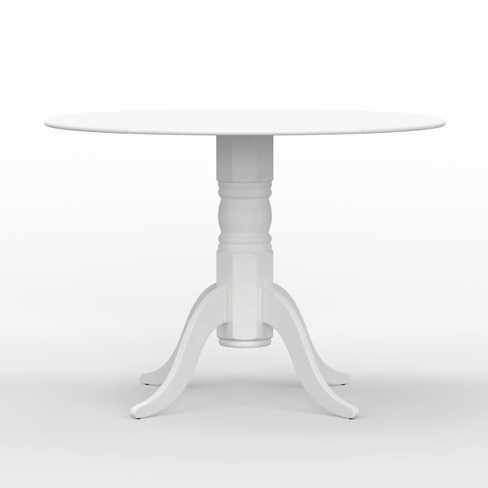 42” Wood Pedestal Base Dbl Drop Leaf Dining Table - White. Picture 1