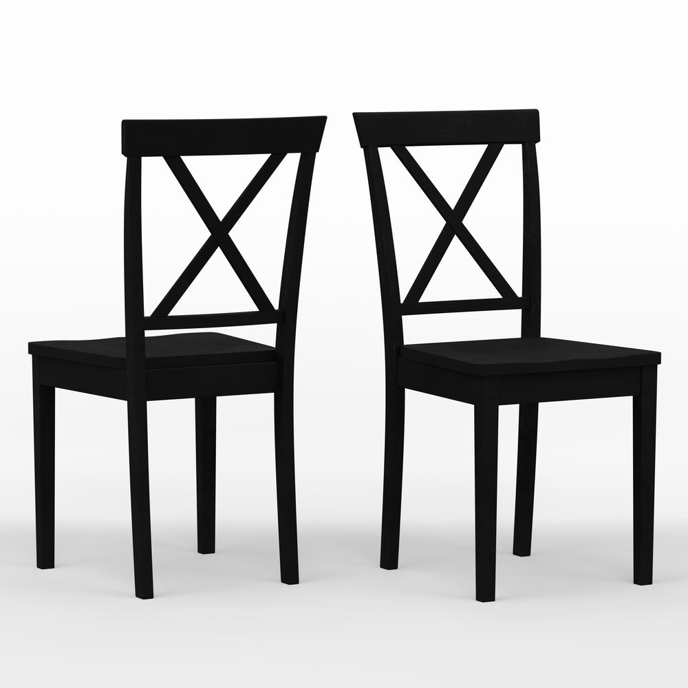 X-Back Wood Dining Chair - Black (Set of 2). Picture 1