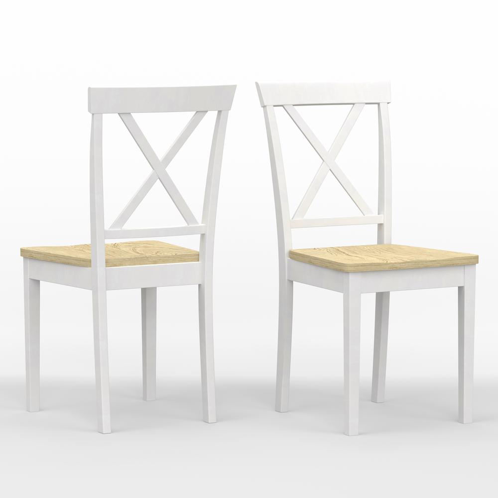 X-Back Wood Dining Chair - White/Nat (Set of 2). Picture 1