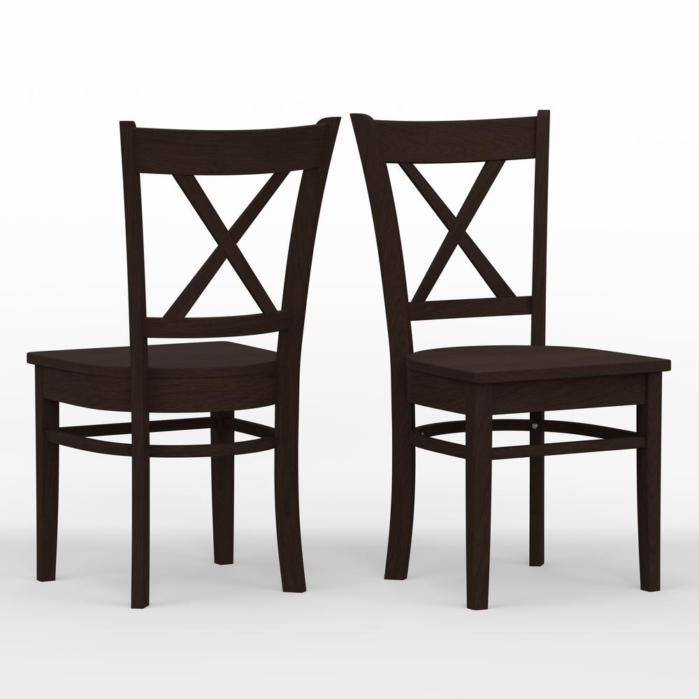 Cross Back Wood Dining Chair -Walnut (Set of 2). Picture 1