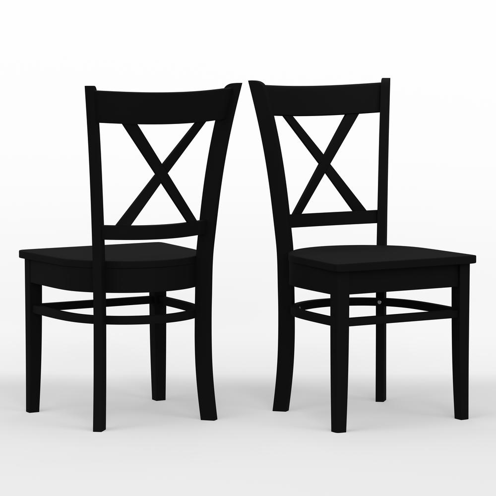 Cross Back Wood Dining Chair - Black (Set of 2). Picture 1