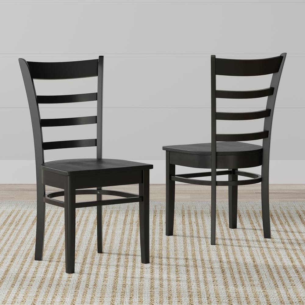 Slat Back Wood Dining Chair - Black (Set of 2). Picture 2