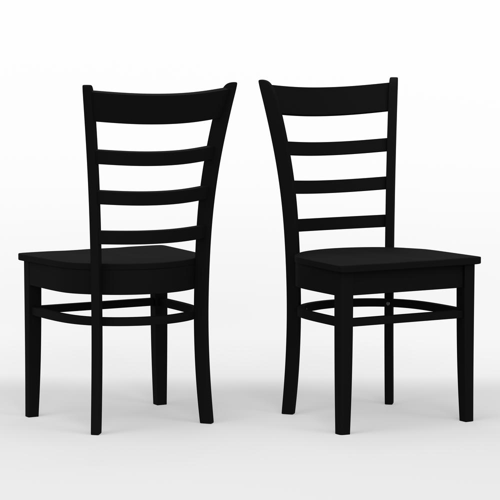 Slat Back Wood Dining Chair - Black (Set of 2). Picture 1