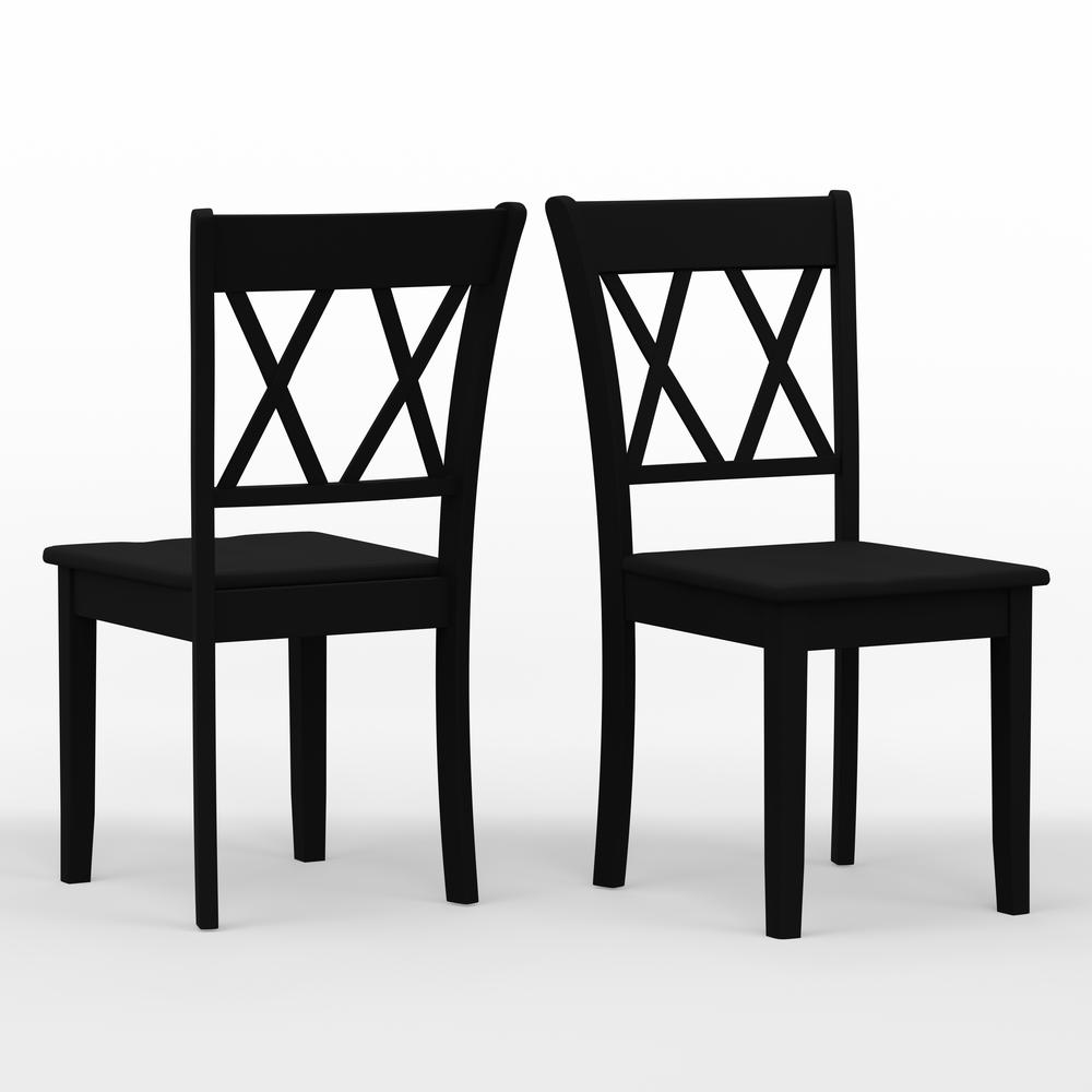 Double X-Back Wood Dining Chair - Black (Set of 2). Picture 1