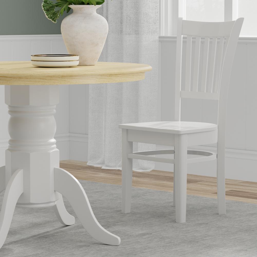 3PC Dining Set - 42" Rnd Pedestal Table -Wht/Nat + Wht Spindle Chairs. Picture 7