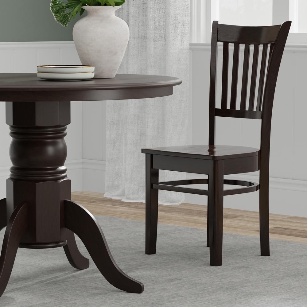 5PC Dining Set - 42" Rnd Pedestal Table + Spindle Chairs - Dark Walnut. Picture 7